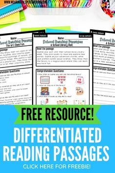 the differentiated reading passage for free resources