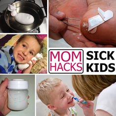 a collage of pictures with babys and mom's hacks on them