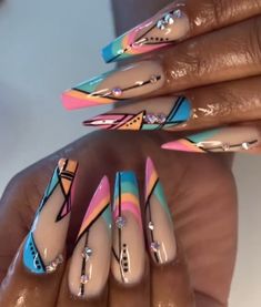 Magic Language, Mushroom Party, Nail Magic, Hot Nail Designs, Pedi Ideas, Abstract Nails, Metallic Nail, Metallic Nail Polish, Sharp Nails