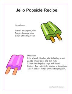 an ice cream recipe with instructions for making popsicles