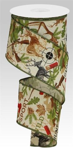 Hunting Deer Crosshairs Shooting Royal Canvas Wired Ribbon - 10 Yards (Cream, Tan Beige, Moss, Brown, 2.5 Inches) Real Deer Antler Wreath, Hunting Wreath Rustic, Deer Antler Grapevine Wreath, Hunting Wreath Duck, Stag Antler Wreath, Hunting Wreath Cabin, Hunting Christmas Tree Topper, Deer Themed Wreaths, Hunting Wreath