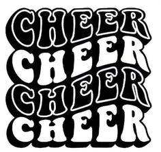 a black and white poster with the words cheer cheer in bold letters, on a white background