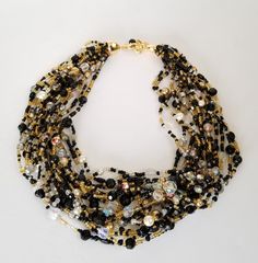 Multicolor Necklace, Joan Rivers Jewelry, Modern Jewellery Design, Unusual Jewelry, Joan Rivers, Statement Necklaces, Brocade Fabric, Necklace Black, Adjustable Necklace