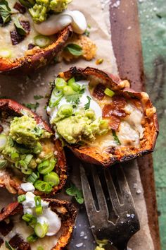 baked sweet potatoes with avocado and sour cream