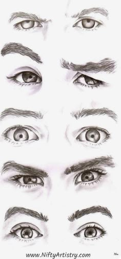 the different types of eyes are shown in this drawing lesson, which shows how to draw an