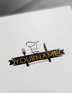 a logo with the words your name and a knife, fork and spoon on it