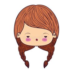 a girl with long red hair and pink cheeks is looking at the camera royalty illustration