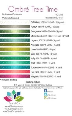 the ombre tree time chart is shown