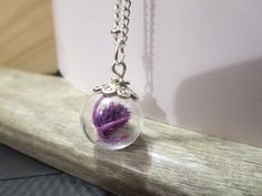 Scottish Thistle  -it is seen as a sign of resiliency, strength, resolve, protection, and pride. The flower's hues of purple and pink are symbolic of regal splendor;  In some places the thistle is a good luck charm. Ask me about yours flower, if u not  see here The pendant suspends from an 24-30-inch chain with a lobster claw clasp.... ....and there are tiny flowers :) in lovely pendants: some measurements     ~ from 0.5" to 2"      (  ~ .5"-round vial,   heart -1"  ) Ask  of the  dimensions  another pendants. There are ready to ship. Dried Thistle, Thistle Jewellery, Thistle Necklace, Vial Necklace, Thistle Flower, Scottish Thistle, Awesome Gifts, Glass Vials, Luck Charm