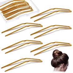 PRICES MAY VARY. Package includes: 24 Pieces ballet hairpins,12 black and 12 brown in sufficient quantity, convenient for your different needs, you can match different hair styles according to your preferences, make hair styles more delicate and firm Reliable material: the hair updo pin is made of spring steel, which has better elasticity and makes it simple to use; The surface is smooth and the U hairpins won't fade easily, you can apply them with confidence Reassuring Using Experience: the hai Hair Forks, U Shaped Hair, Beautiful Hairstyle, Bun Hair, Hair Updo, Hair Decorations, Spring Steel, Long Curly Hair, Long Curly