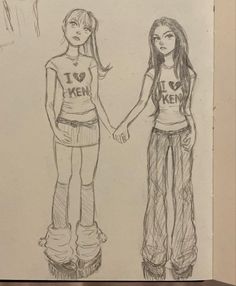 two girls are holding hands and standing next to each other