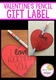 valentine's pencil gift label for kids