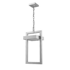 a square light fixture hanging from a chain