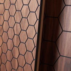 a close up view of the wood and metal panels on a door that is made out of wooden veneers