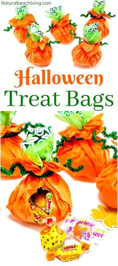 halloween treat bags filled with candy and candies