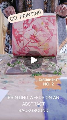 an image of a woman making art with gel printing on paper and watercolors