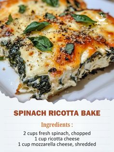 spinach ricotta bake recipe with instructions