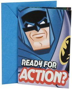 a batman birthday card with the words ready for action