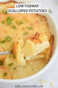 a spoonful of low fodmap scalloped potato casserole