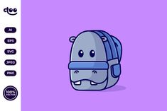 a backpack with a face drawn on the front and back, sitting against a purple background