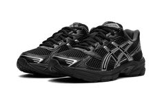 The ASICS Gel-1130 “Black/Pure Silver” is a sleek and stylish colorway of the popular retro running shoe.  The ASICS Gel-1130 debuted in 2008 and is part of the Y2K sneaker trend inspired by retro runners made with mesh and synthetic leather.  On the “Black/Pure Silver” colorway, the shoe features a versatile design with a black open mesh construction and metallic silver synthetic leather overlays.  “ASICS” and “Gel-1130” branding can be found on the mesh tongue.  Underfoot, a techy-looking midsole with the brand’s signature Gel cushioning technology provides all-day comfort.  Release date: May 31, 2023 Asics Shoes Black, Black Asics Outfit, Asics Black Sneakers, Black Designer Shoes, Y2k Sneakers, Asics Gel 1130, Black Asics, Senior Szn, Asics Black