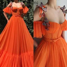 Orange Spaghetti, Lace Butterfly, Craft Knitting, Evening Party Gowns, Prom Dresses For Teens, Long Prom Dresses, فستان سهرة, Bride Gowns, Vintage Diy