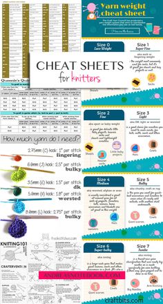 the chart shows how to use crochet sheets for knitting and other crafting projects