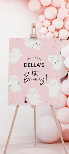 a pink sign that says,'welcome to delta's 1st boo - day