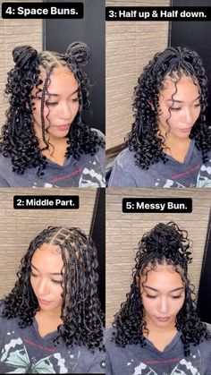 Curly hairstyles, chic braids, bohemian braided style with curls, cute hairstyles, spring hairstyle #bohobraidstyle #bohemianstyle Regency Hairstyles, Hairstyles Names, Hairstyles Straight