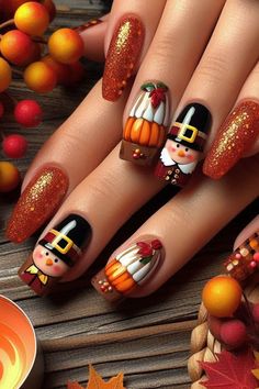 Thanksgiving is a time for gratitude, family, and festive gatherings. Celebrate the season with one of these 25 creative nail designs that reflect the holiday spirit! Fall, ideas, short, art, colors, inspo, snoopy, designs acrylic, easy, simple. Turkey Nail Art Designs, Sweater Nail Designs Fall, Fall Thanksgiving Nails Design, 2024 Fall Nail Designs, Thanksgiving Acrylic Nail Designs, Harvest Nails, Luv Nails, Classy Nail Art Ideas