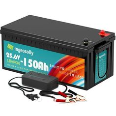 this is an image of a battery and charger for the 12v - 150ah lifepoy