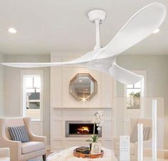 Ceiling Fan with Remote Control No Light, 52" Low Profile 3 Blade White. Condition is New. Shipped with USPS Ground Advantage. Low Profile Ceiling Fan, No Light, Back To Home, Ceiling Fan With Remote, Outdoor Ceiling Fans, Garden Lamps, Coastal Homes, Plastic Material, Ceiling Fan