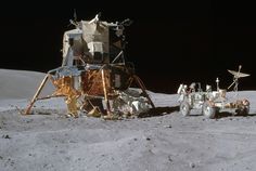 an astronaut's vehicle on the surface of the moon