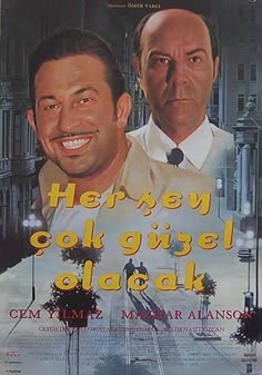 a movie poster with two men standing next to each other