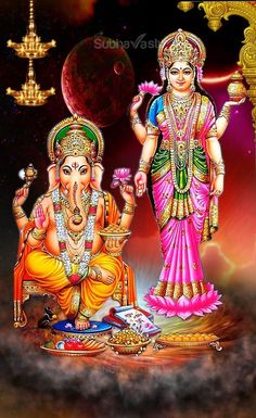 an image of lord ganesha and his wife