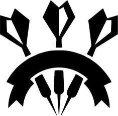 black and white logo with arrows pointing up to the center, on a white background