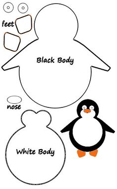 a penguin cut out with the words black body and white body in front of it