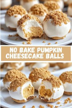 no bake pumpkin cheesecake balls on a white plate