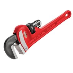 a red and black wrench on a white background