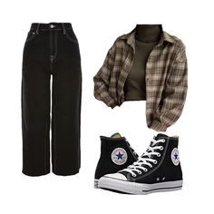 High Cut Converse Outfit, Looks Retro, Moda Grunge, Look Grunge, Outfits With Converse, Tomboy Style Outfits, Swaggy Outfits, Tomboy Fashion, Casual Style Outfits