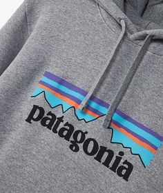 The P-6 Logo Uprisal Hoodie  item   by  Patagonia  which is part of the FA2021  campaign , has arrived || is now available at . 6 Logo, Hoodie Model, Comme Des Garcons Play, Knit Hoodie, Black Heart, Comme Des Garcons, Grey Hoodie, A A, Fair Trade