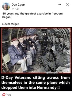 an old photo of men sitting in a train with caption that reads, don't case 80 years ago the greatest exercise in freedom began never forgetr