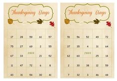 two calendars with the words thanksgiving and autumn on them