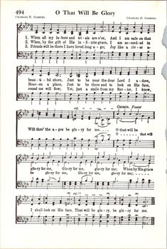 an old sheet music with the words o that will be glory