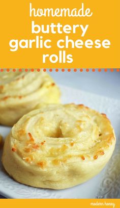 homemade buttery garlic cheese rolls on a plate