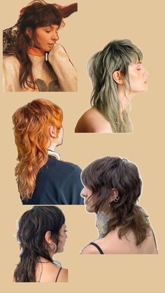 Undercut Mullet Women Long, Mullet Shag Women, Long Hair Punk Styles, Mullet Long Bangs, Blended Jellyfish Haircut, 70s Mullet Women, 70s Shag Mullet, Redhead Mullet, Fairy Haircut Long