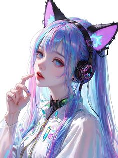 Pastel Blue Hair, Walpapers Cute, Girl With Headphones, Sanrio Characters, Handsome Anime Guys, Handsome Anime, Face Art, Blue Hair