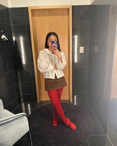 Color Socks, Red Tights, Red Stockings, Colored Tights, Sandy Liang, Eclectic Fashion, Tights Outfit, Outfit Goals, May 21