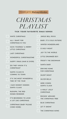 the christmas playlist is shown in this image