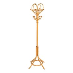 a gold coat stand with two hearts on it